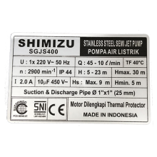 Máy bơm nước đầu Inox Shimizu SGJS-400 đẩy cao